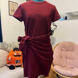 Red Knotted Wrap T-Shirt Dress